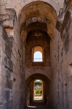 El Jem Kolezyumu. Afrika 'daki en büyük Roma amfitiyatrosu. Unesco Dünya Mirası.