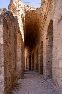 El Jem Kolezyumu. Afrika 'daki en büyük Roma amfitiyatrosu. Unesco Dünya Mirası.