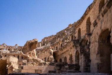 El Jem Kolezyumu. Afrika 'daki en büyük Roma amfitiyatrosu. Unesco Dünya Mirası.