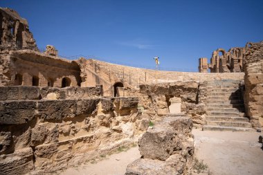 El Jem Kolezyumu. Afrika 'daki en büyük Roma amfitiyatrosu. Unesco Dünya Mirası.