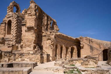 El Jem Kolezyumu. Afrika 'daki en büyük Roma amfitiyatrosu. Unesco Dünya Mirası.