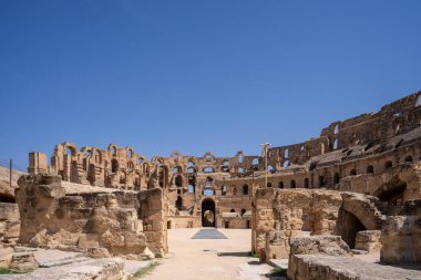 El Jem Kolezyumu. Afrika 'daki en büyük Roma amfitiyatrosu. Unesco Dünya Mirası.