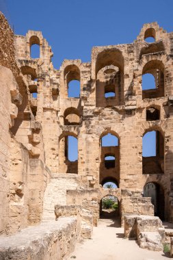 El Jem Kolezyumu. Afrika 'daki en büyük Roma amfitiyatrosu. Unesco Dünya Mirası.