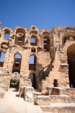 El Jem Kolezyumu. Afrika 'daki en büyük Roma amfitiyatrosu. Unesco Dünya Mirası.