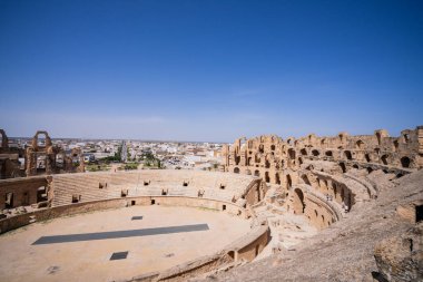 El Jem Kolezyumu. Afrika 'daki en büyük Roma amfitiyatrosu. Unesco Dünya Mirası.