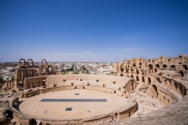El Jem Kolezyumu. Afrika 'daki en büyük Roma amfitiyatrosu. Unesco Dünya Mirası.