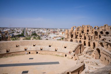 El Jem Kolezyumu. Afrika 'daki en büyük Roma amfitiyatrosu. Unesco Dünya Mirası.