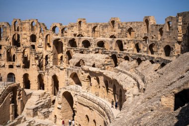 El Jem Kolezyumu. Afrika 'daki en büyük Roma amfitiyatrosu. Unesco Dünya Mirası.