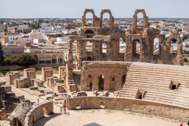 El Jem Kolezyumu. Afrika 'daki en büyük Roma amfitiyatrosu. Unesco Dünya Mirası.
