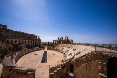El Jem Kolezyumu. Afrika 'daki en büyük Roma amfitiyatrosu. Unesco Dünya Mirası.