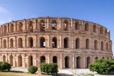 El Jem Kolezyumu. Afrika 'daki en büyük Roma amfitiyatrosu. Unesco Dünya Mirası.