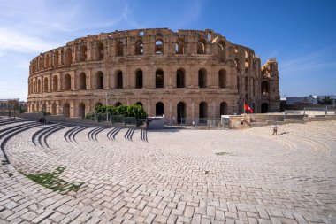 El Jem Kolezyumu. Afrika 'daki en büyük Roma amfitiyatrosu. Unesco Dünya Mirası.