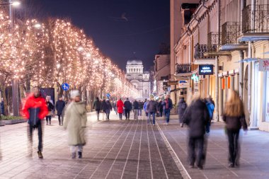 View of Kaunas at night - Lithuania clipart