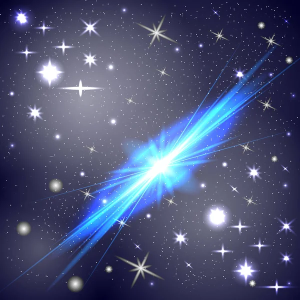 Vektorgrafik Massor Lysande Stjärnor Utspridda Mörkblå Bakgrund Förgrunden Finns Det — Stock vektor