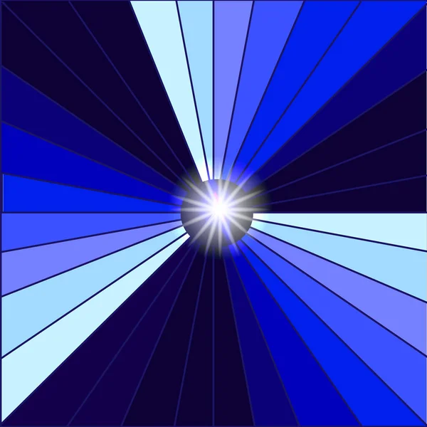ベクトルグラフィック 抽象的な背景 中心に星があります 青の色調の光線は 中心から光から闇へと変化します — ストックベクタ