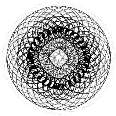Vektör grafikleri. Beyaz arkaplanda siyah çizgiler vardır. Karmaşık küresel bir desen oluştururlar..