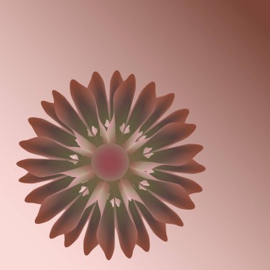 Vektör grafikleri. Kahverengi bir arka planda, kırmızı tonlarda güzel bir soyut çiçek..