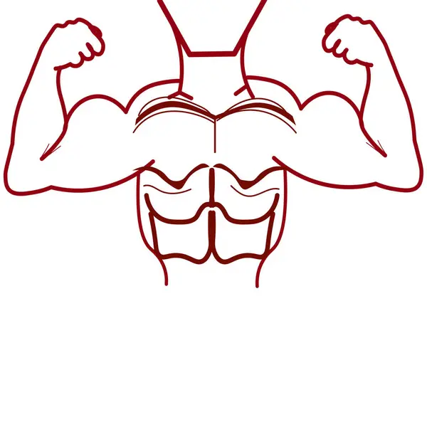 Vektör grafikleri. Beyaz arka planda, spor yapan güçlü bir adamın silüeti..