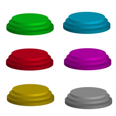 Vektör grafikleri. Beyaz arkaplanda altı cilt çok renkli kaide.