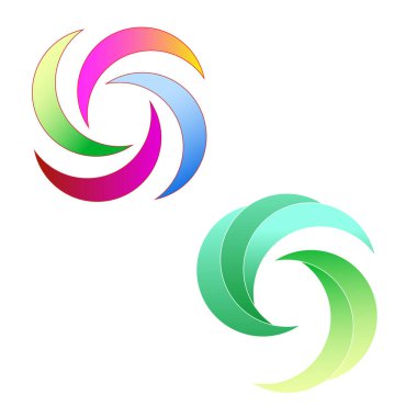 Vektör grafikleri. Beyaz arka planda, iş için iki renkli parlak logo ve yeşil ton.