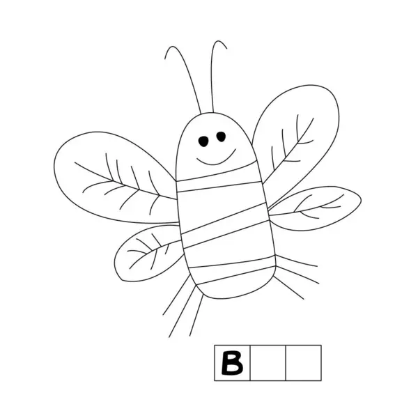 Arı, İngiliz alfabesi, bilmece, çocuklar için renk, B harfi, çapraz bulmaca, siyah ve beyaz karalama