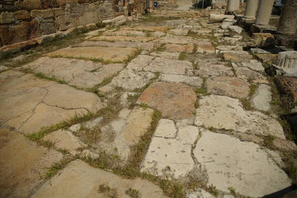 Cobblestone Στην Τρίπολη Στην Αρχαία Πόλη Meander Στο Denizli City — Φωτογραφία Αρχείου