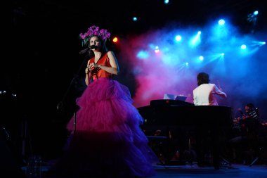 ISTANBUL, TURKEY - JUNE 12, 2022: Turkish singer Karsu Donmez concert during Beyoglu Culture Road Festival