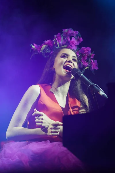 stock image ISTANBUL, TURKEY - JUNE 12, 2022: Turkish singer Karsu Donmez concert during Beyoglu Culture Road Festival