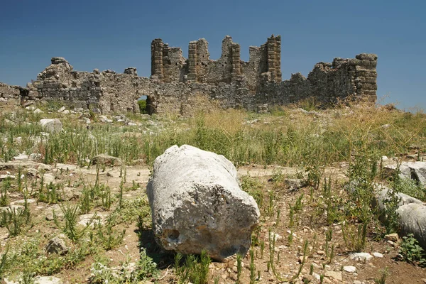 Βασιλική Της Aspendos Αρχαία Πόλη Στην Αττάλεια Turkiye — Φωτογραφία Αρχείου