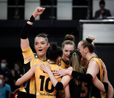 ISTANBUL, TURKEY - MARCH 31, 2022: Zehra Gunes in Vakifbank vs Fenerbahce Opet CEV Champions League Volley Semi Final match in Vakifbank Sport Hall