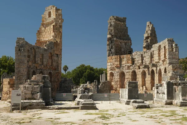 Hellenistische Poort Perge Oude Stad Antalya City Turkiye — Stockfoto