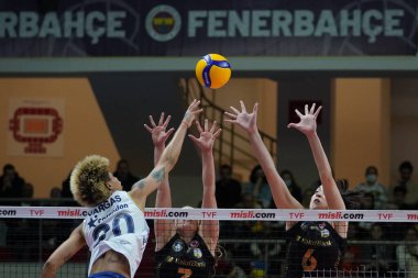 ISTANBUL, TURKEY - APRIL 30, 2022: Melissa Vargas in action during Fenerbahce Opet vs Vakifbank Turkish Sultans League Playoff Final match in Burhan Felek Sport Hall