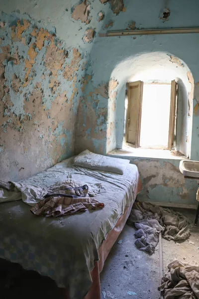 ISTANBUL, TURKEY - JANUARY 06, 2022: Abandoned room in forsaken brothel in Zurefa Street where brothel district of Istanbul and closed in 2019