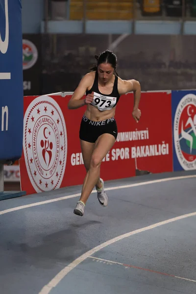Istanbul Turkey February 2022 Undefined Athlete Running Turkish Indoor Athletics — стоковое фото