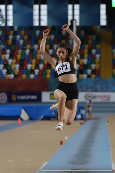 Istanbul Turkey February 2022 Undefined Athlete Long Jumping Turkish Indoor — Foto de Stock