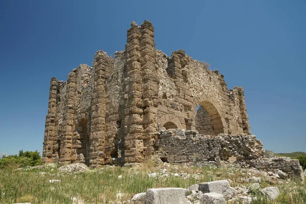 Antalya Nın Aspendos Antik Kenti Bazilikası Türkiye Stok Resim