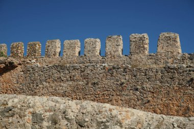 Alanya Kasabası 'ndaki Alanya Kalesi Duvarı, Antalya Şehri, Türkiye