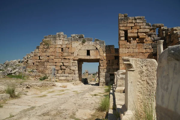 Pamukkale Deki Hierapolis Antik Şehir Kapısı Denizli Şehri Türkiye — Stok fotoğraf