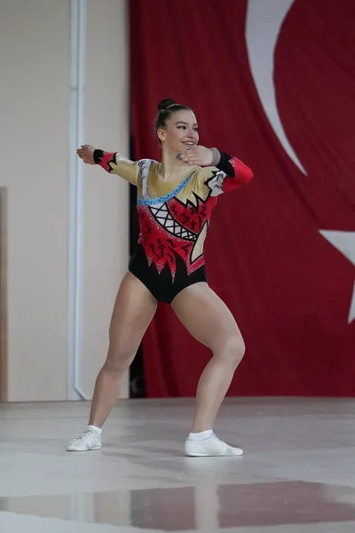 Istanbul Turkey April 2022 Ayse Begum Onbasi Performs Aerobic Gymnastics — 스톡 사진