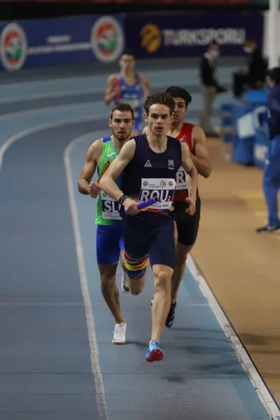Istanbul Turkey March 2022 Athletes Running 4X400 Metres Relay Balkan — 스톡 사진
