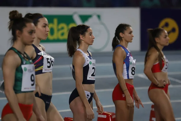Istanbul Turkey March 2022 Athletes Running Metres Balkan Athletics Indoor —  Fotos de Stock
