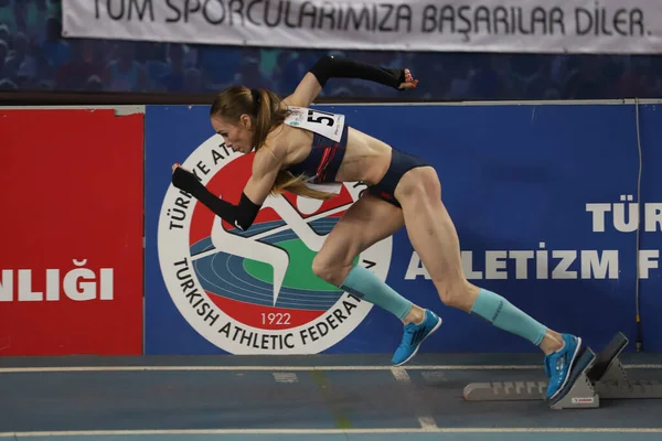 Istanbul Turkey March 2022 Mirela Lavric Running Balkan Athletics Indoor — 图库照片
