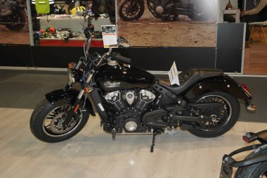 ISTANBUL, TURKEY - APRIL 23, 2022: Indian motorcycle on display at Motobike Expo in Istanbul Exhibition Center