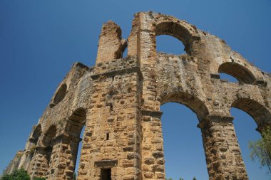 Antalya 'nın Aspendos Antik Kenti Aqueduct, Türkiye