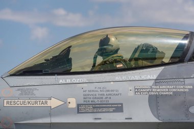 KONYA, TURKIYE - JUNE 30, 2022: Turkish Air Force General Dynamics F-16C Fighting Falcon (4R-71) taxiing in Konya Airport during Anatolian Eagle Air Force Exercise