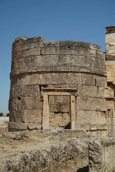 Poarta Frontinus Din Orașul Antic Hierapolis Din Pamukkale Orașul Denizli — Fotografie, imagine de stoc