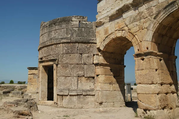 Frontinus Gate Hierápolis Cidade Antiga Pamukkale Denizli City Turkiye — Fotografia de Stock
