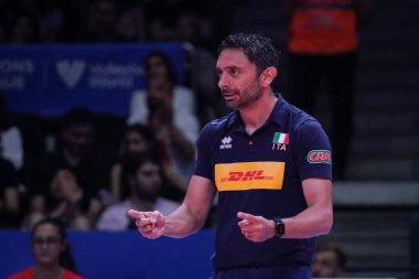 ANKARA, TURKIYE - JUNE 04, 2022: Coach Davide Mazzanti in China vs Italy VNL Pool match in Ankara Arena