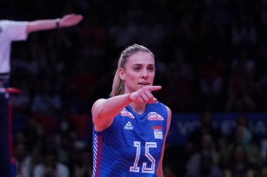 ANKARA, TURKIYE - Haziran 05, 2022: Sırbistan 'da Stevanoviç Jovana, Ankara Arena' da Hollanda VNL Havuz Maçı 'na Karşı