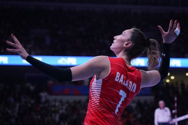 ANKARA, TURKIYE - HAZİRAN 05, 2022: Türkiye 'de Baladin Hande - Ankara Arena' da Belçika VNL Havuz Maçı